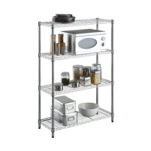 AMJ 4-Tier Chrome Wire Show Shelving Unit for Kitchen and Residing Room